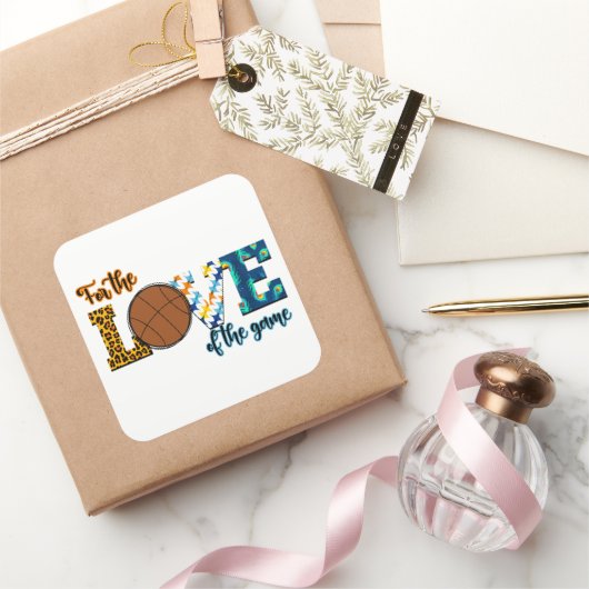 Für die Liebe der Game Basketball Mama Leopard Quadratischer Aufkleber (Schenken)