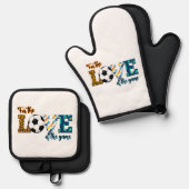 Für die Liebe der Game Soccer Mama Leopard Ofenhandschuh & Topflappen-Set (Vorderseite/Rückseite)