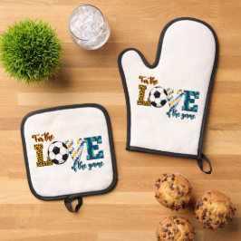 Für die Liebe der Game Soccer Mama Leopard Ofenhandschuh & Topflappen-Set