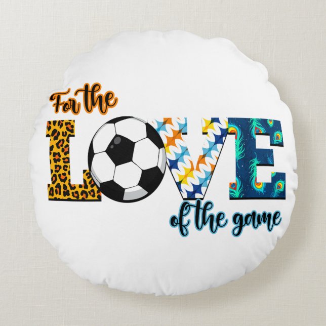 Für die Liebe der Game Soccer Mama Leopard Rundes Kissen (Vorderseite)