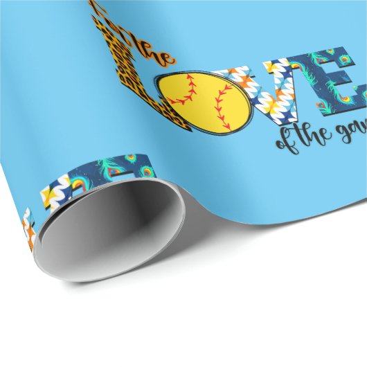 Für die Liebe des Spiel Softball Mama Leopard Geschenkpapier (Rolleneckpunkt)