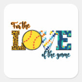 Für die Liebe des Spiel Softball Mama Leopard Quadratischer Aufkleber (Vorderseite)