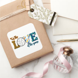 Für die Liebe des Spielvolleyball Mama Leopard Quadratischer Aufkleber