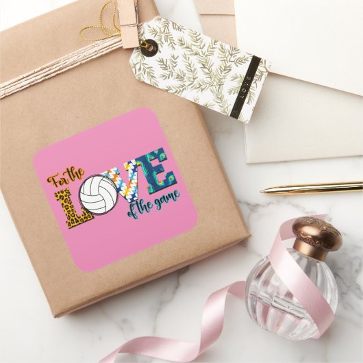 Für die Liebe des Spielvolleyball Mama Leopard Quadratischer Aufkleber (Schenken)