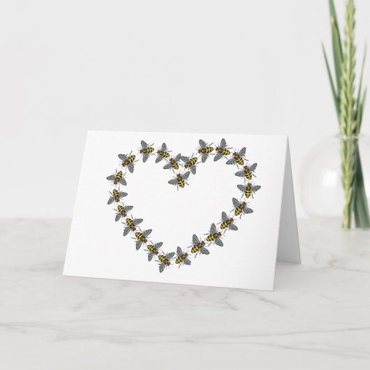 "Für die Liebe von Bienen" Herzdesign Dankeskarte (Vorderseite)