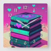 Für die Liebe von Büchern Quadratische Wanduhr (Vorderseite)