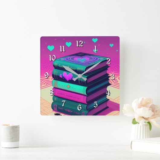 Für die Liebe von Büchern Quadratische Wanduhr (Zuhause)