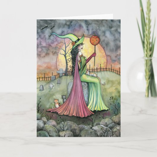 Für die Liebe von Halloween-Hexenkarte Karte (Vorderseite)