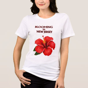 FÜR DIE LIEBE ZUM ROTEN HIBISKUS Damen weiß floral Tri-Blend Shirt