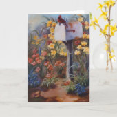 Für die Post Gewartet Kardinal Karte (Gelbe Blume)