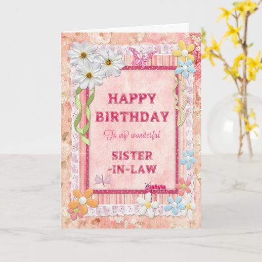 Für die Schwiegerschwester, Kunsthandwerkskarte Karte (Gelbe Blume)