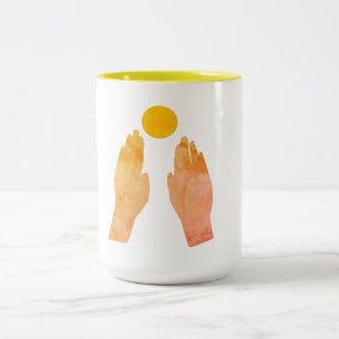 Für die Sonne gewartet Zweifarbige Tasse