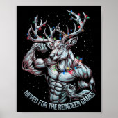 Für die Spiele gerissen Funny Christmas Gym Workou Poster (Vorne)