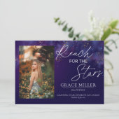 "Für die Sterne erreichen" Galaxy Foto Abschluss Einladung (Stehend Vorderseite)