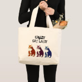 Für die verrückte Katzen-Dame unterwegs! Jumbo Stoffbeutel (Vorderseite (Produkt))