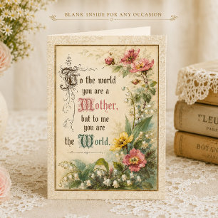 Für die Welt bist du eine Mutter Vintage Floral Karte