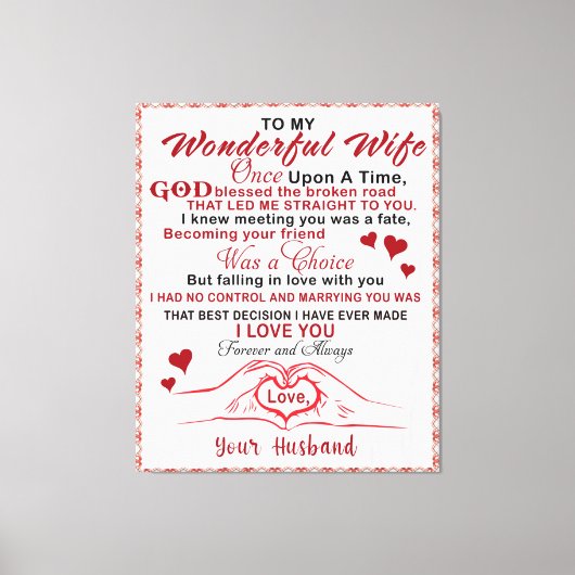 Für die wunderbare Ehefrau, die ich kannte, dass e Leinwanddruck (Vorderseite)