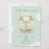 Für dieses Kind betete ich Foto Grünes Lamm Religi Einladung (Vorderseite)