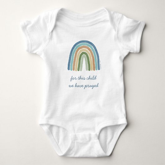 Für dieses Kind beteten wir Boho Rainbow Blue Baby Strampler (Vorderseite)