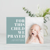 Für dieses Kind haben wir Aquamarines blaues Foto Ankündigung (Stehend Vorderseite)