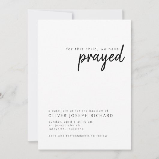 Für dieses Kind haben wir die Einladung zur Taufe (Vorderseite)