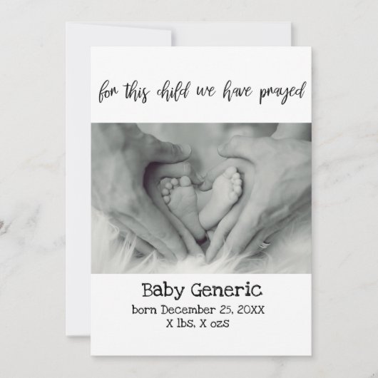 Für dieses Kind haben wir die Geburtsankündigung g Ankündigung (Vorderseite)