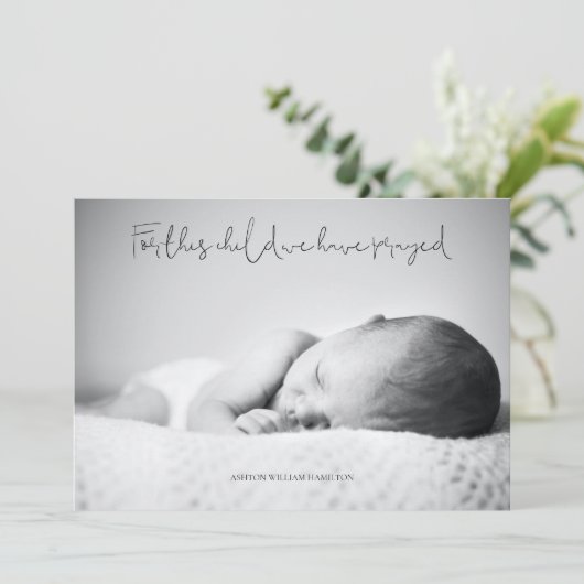 Für dieses Kind haben wir gebeten Dusche danke (Stehend Vorderseite)