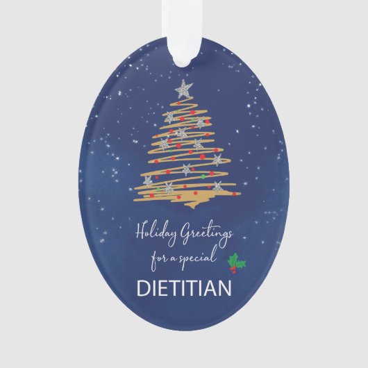 Für Dietitian Weihnachtsbaum auf Navy Individuelle Ornament (Vorderseite)