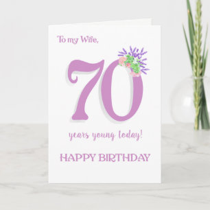 Für Ehefrau 70. Geburtstag Lavendel und Rose Card Karte