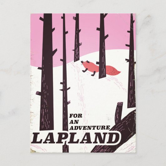 Für ein Abenteuer Lappland Vintage Poster Postkarte (Vorderseite)