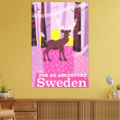 Für ein Abenteuer Schweden Retroposter Leinwanddruck (Insitu (Wohnzimmer))