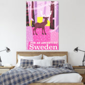 Für ein Abenteuer Schweden Retroposter Leinwanddruck (Insitu (Schlafzimmer))