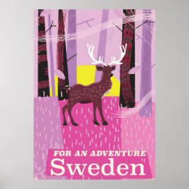 Für ein Abenteuer Schweden Retroposter Poster
