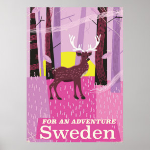 Für ein Abenteuer Schweden Retroposter Poster