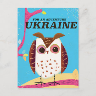 Für ein Abenteuer Ukraine Eule Vintage Poster Postkarte
