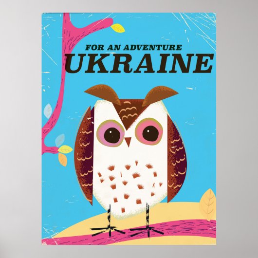 Für ein Abenteuer Ukraine Owl Vintage Poster (Vorne)