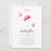 Für ein Leben in Schmetterlingen Rosa Brautparty Einladung (Vorderseite)