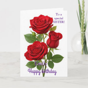 Für eine besondere Schwester rosa gelbe Rosen Gebu Karte