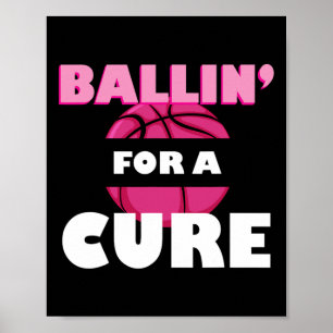 Für eine Heilung Basketball Brustkrebsbewusstsein Poster
