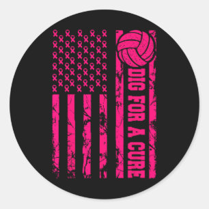 Für eine Heilung Brustkrebs Volleyball Pink Americ Runder Aufkleber