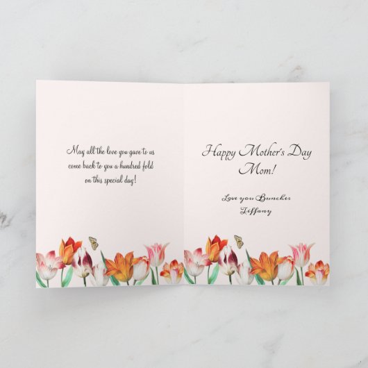 Für eine wunderbare Mama Soft Tulip Spring Florals Karte (Innenseite)