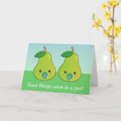 Für eine Zwillingsmutter - niedliche Birnen Karte (Gelbe Blume)