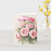 Für einen besonderen Freund Pink Rote Rosen Geburt Karte (Gelbe Blume)