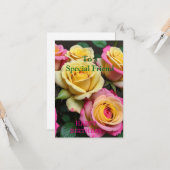 Für einen besonderen Freund rosa gelbe Rosen Gebur Karte (Vorderseite/Rückseite Beispiel)