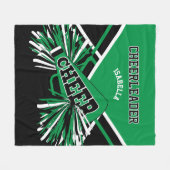 Für einen 📣 Cheerleader - grün, weiß und schwarz Fleecedecke (Vorderseite (Horizontal))