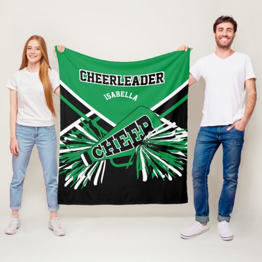 Für einen 📣 Cheerleader - grün, weiß und schwarz Fleecedecke (Beispiel)