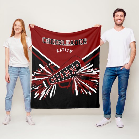 Für einen 📣 Cheerleader - Maroon, Black & White Fleecedecke (Beispiel)