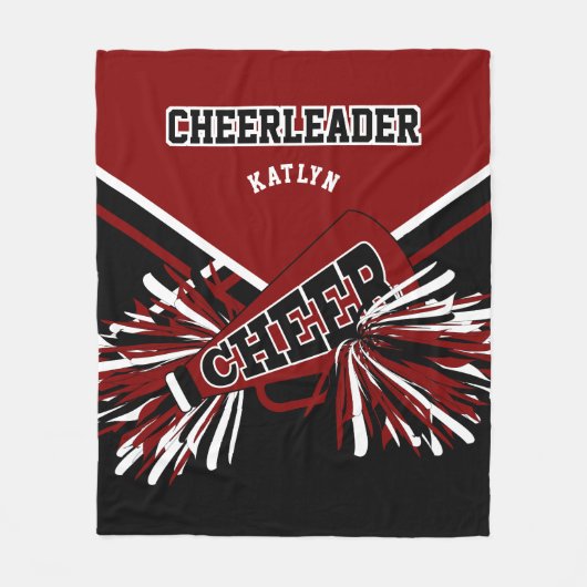 Für einen 📣 Cheerleader - Maroon, Black & White Fleecedecke (Vorderseite)