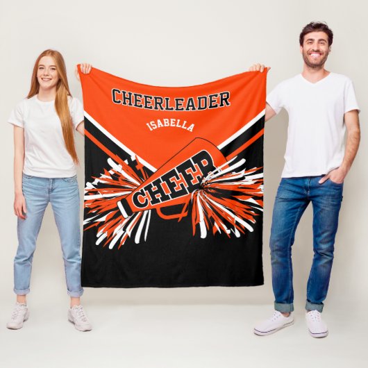 Für einen 📣 Cheerleader - Orange, Black & White Fleecedecke (Beispiel)