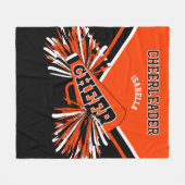 Für einen 📣 Cheerleader - Orange, Black & White Fleecedecke (Vorderseite (Horizontal))